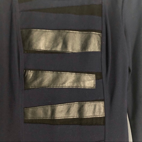 Cluny navy dress w/ black leather & mesh. Size 2 - Picture 2 of 5
